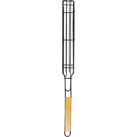 Panier de Grillade en Fer Antiadhésif avec Poignée en Bois, Grille de Barbecue pour Viande, Légumes et Poissons, 49 × 4,5 cm (1/3)