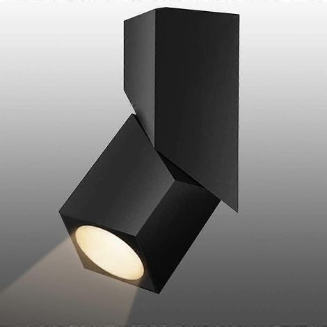 Spot LED encastré pour plafond 12 W, angle de lumière réglable, blanc naturel COB 4000 K, éclairage intérieur, IP20, 18 x 6,8 cm, aluminium (noir) (1/5)