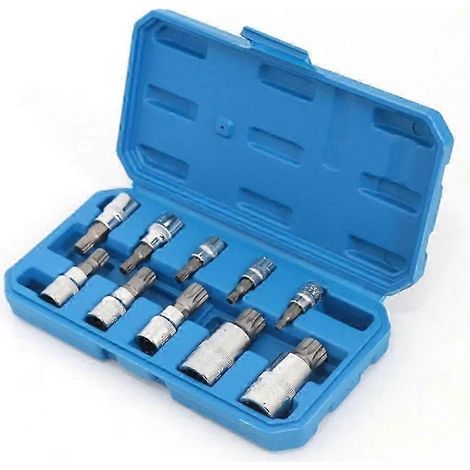Coffret de 10 douilles à 12 pans en étoile (avec étui) - Outil automobile - Utilisation avec clé à cliquet (1/5)