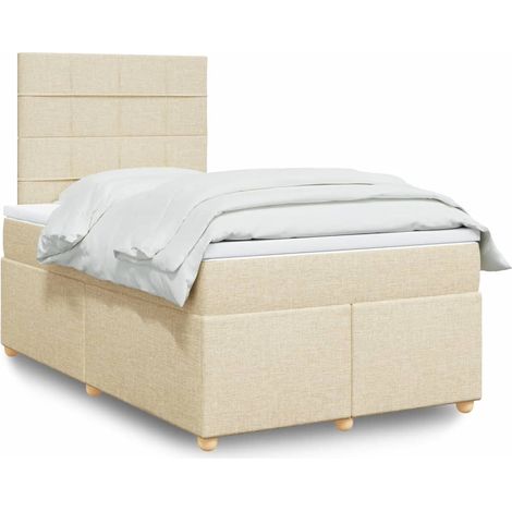 Boxspringbett mit Matratze Creme 120x200 cm Stoff (1/5)