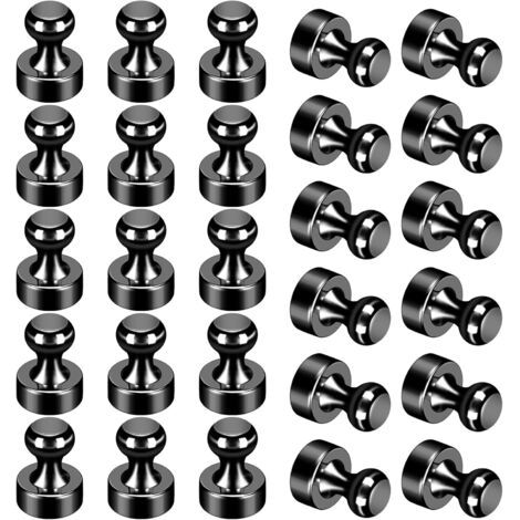 QORVA-Lot de 24 aimants de réfrigérateur noirs pour adultes, puissants pour tableau blanc, casiers, bureau, salle de classe, cuisine