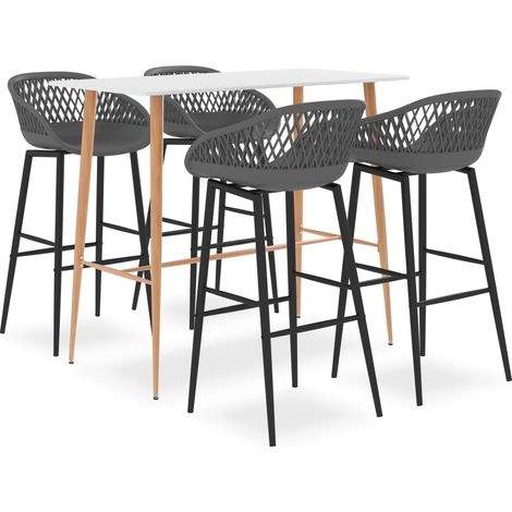 5-tlg. Bar-Set Weiß und Grau