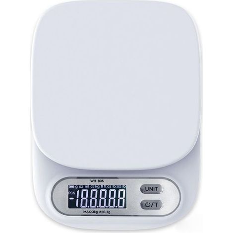 Balance à café - Balance de cuisine - Balance de cuisine numérique - Balance de précision - 3 kg 0,1 g - Blanche - ABS (1/5)