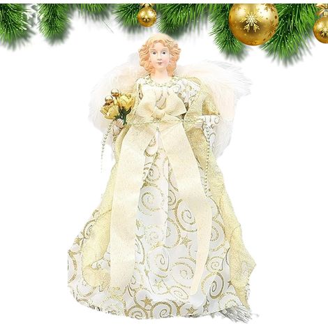 Angel Tree Topper, Christmas Treetop Figurine, Angel Christmas Ornament Christmas Tree Angel, Angel Tree Figurine, Christmas Angel Ornament Angel Tree Top Figurine with Wings for Christmas Tree Dec (1/5)