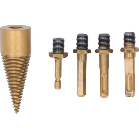 Lot de 5 mèches à bois 32mm fendeuse de bûches en acier C45 cône perceuse avec queues (1/5)