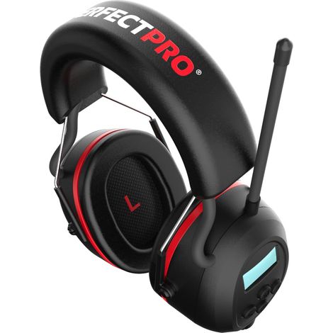 PerfectPro Protección auditiva EarProtection, Bluetooth, FM, DAB+, micrófono, protección auditiva recargable, USB-C, NRR 25 dB / SNR 31dB, protección auditiva de cápsula, IPX4, H-40, Negro , Talla