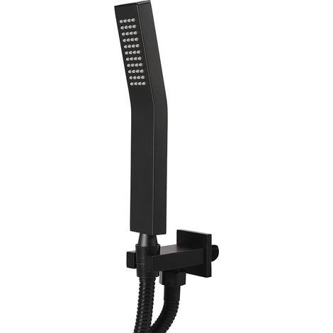 G1/2pouce Pommeau de Douche Pressurized Handheld Salle de Bains Douche Tête Showering Pulvérisateur Kit Mat de Poche Showers Noir (1/5)