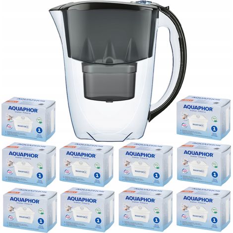 Caraffa filtrante Aquaphor Amethyst da 2,8 litri + 10 cartucce, nera (1/5)