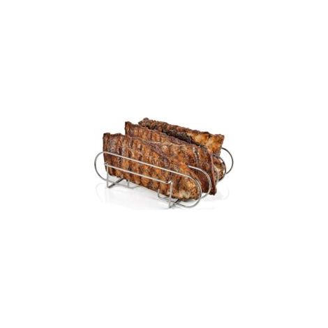 Support de Cuisson Acier Rib Rack, Accessoires Barbecue, Rotissoire Verticale, Support pour Côtes Barbecue Métal, Support de Poulet à Griller, pour Griller des Côtes d'agneau