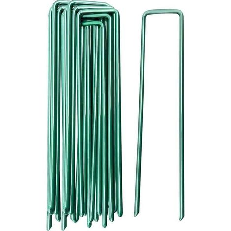 Piquets de Jardin Piquet de Tente Piquets de Fixation en Acier Agrafes Pelouse pour Bache Mauvaise Herbe 10 Pièces (1/4)