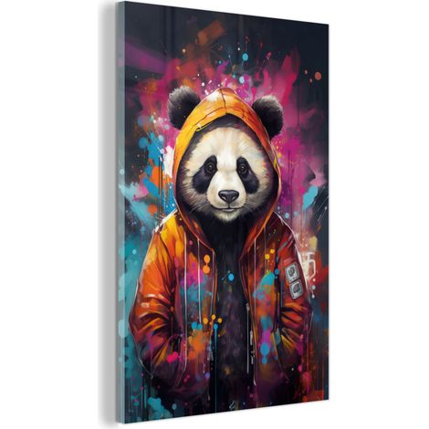 TABLEAU EN PLEXIGLAS Panda - Veste - Graffiti - Orange Décoration Chambre 40x60 (1/5)