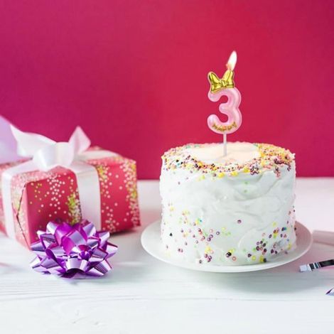 1 Bougie Numéro 9 Rose, Flamme Stable, Cire Non Toxique, 9.5cm, Décoration Gâteau Anniversaire (1/5)