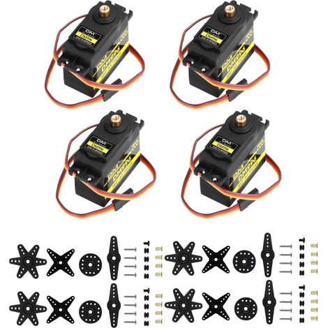 Lot de 4 servomoteurs numériques 15KG en métal pour Voiture, Bateau, Robot (1/5)