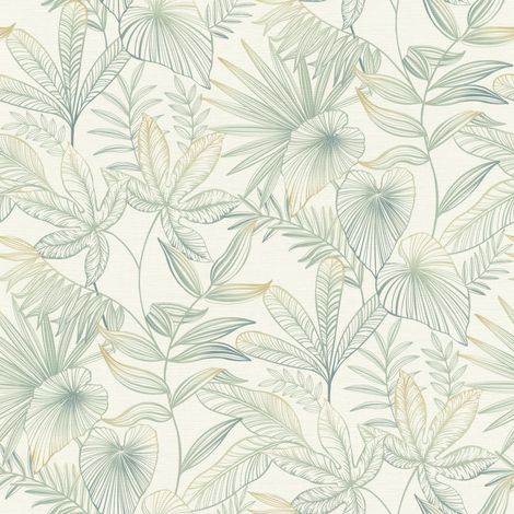 Rasch Vliestapete Country Charme tropische Blätter blau grün 10,05 x 0,53 m
