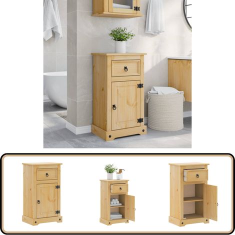 Armoire de salle de bain Corona 45x33x80 cm bois de pin massif - Armoire De Salle De Bain - Meuble Salle De Bain - Rangement Salle De Bain - Commode Salle De Bain - Meubles De Salle De Bain