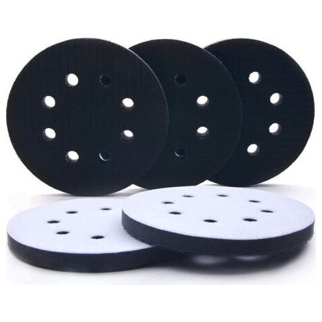 5 pouces Tampon de Ponçage Souple, Tampon Poncage Souple, Tampon de Coussin D'interface, Adapté aux Types Pneumatiques et électriques de Polisseuse Autonettoyante, 8 Trous, 5pcs (1/4)