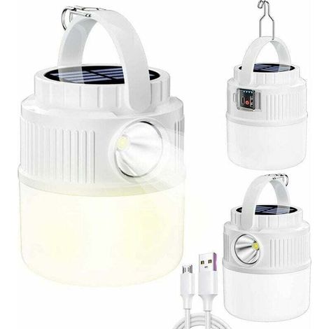 Lampe de camping solaire à 1 LED, rechargeable par USB, quatre modes, conception étanche portable, nouvelle lampe extérieure multifonctionnelle à double LED pour la randonnée et le camping d'urgence (1/5)