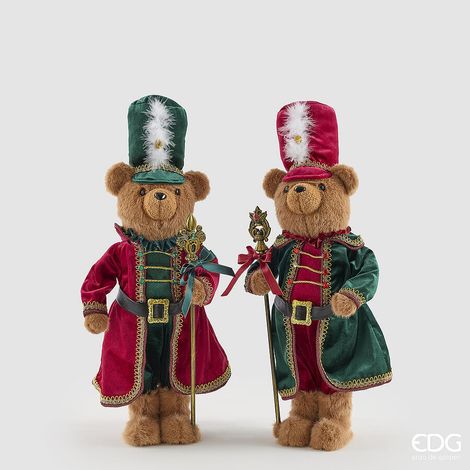 EDG Enzo De Gasperi Orso Soldatino Ass. Natalizio H60 cm Verde Rosso – Decorazione di Natale 1 Pz (1/4)