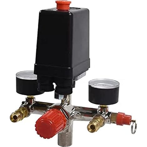 Compresseur d'air Durable Pompe Pressostat avec Vanne Contrôle Régulateurs Jauge (1/5)
