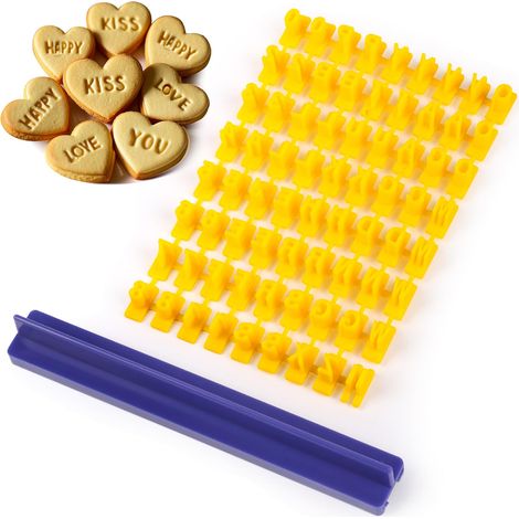 Emporte Piece Alphabet et Chiffre,72 Emporte piece Lettre Tampon Patisserie,Tampons à Biscuits Avec Lettres,Lettre Cookies Stamp pour Gateau, Biscuits, Fondant (1/5)