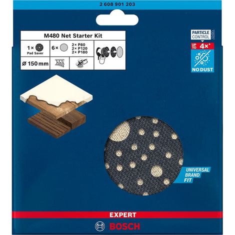 Bosch Accessories EXPERT M480 2608901203 Schleifnetz-Set gelocht Körnung (num) 80, 80, 120, 120, 180 (1/5)