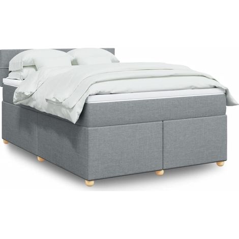Boxspringbett mit Matratze Hellgrau 160x200 cm Stoff