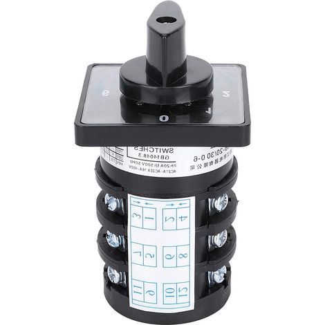 AC 20A Rotary Switch 1 Piece 500V 6 Position 12 Terminals Control Selector Solid Structure High Insulation For Circuit Control (1/5)