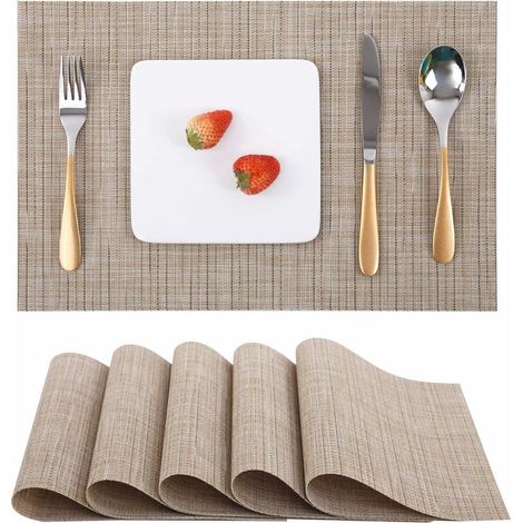 Set di 6 tovagliette all'americana, lavabili, resistenti al calore, antiscivolo, in tessuto, in vinile PVC, per cucina, tavolo da pranzo, 30x45 cm