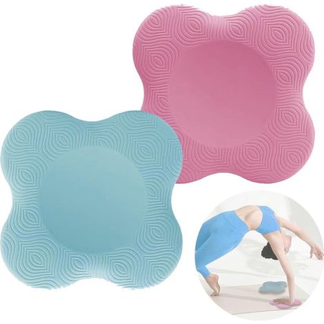 Genouillères de yoga - Ensemble de deux pièces, offrant un soutien maximal des genoux pendant le yoga, la gymnastique, le Pilates, l'aérobic et autres activités (rose/bleu).
