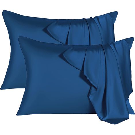Taie d'oreiller en imitation soie douce, respirante et lisse des deux côtés, lot de 2, idéale comme cadeau (1/5)