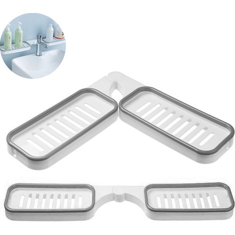 Support À Savon Auto-Adhésif - Pour Salle De Bain Et Cuisine - Rotation 180° - Avec Trou D’Évacuation - Lot De 1 (1/5)