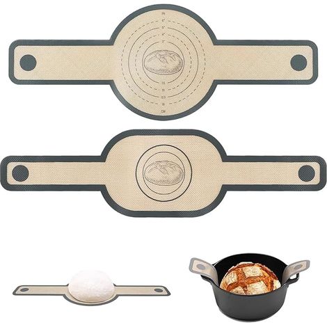 Silicone Baking Mat for Dutch Oven - Reusable Baking Mat with Handles, Bread (Round (1/3)