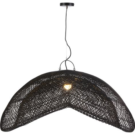 Suspension design élégance rotin noir - Noir Chic en Rotin Tressé (1/4)