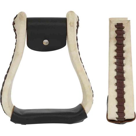 Marrone - Staffe western in cuoio crudo
