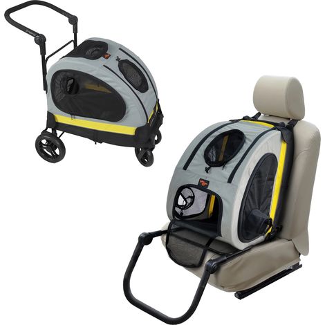 Carrito de viaje para mascotas, asiento de coche 2 en 1, diseño plegable (1/2)