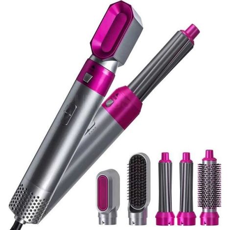 5 en 1 Peigne Air Chaud,Brosse Rotative,Fer à Boucler,Brosse De Coiffage,Peigne à Air Chaud Amovible,avec TêTe Brosse A425 (1/4)