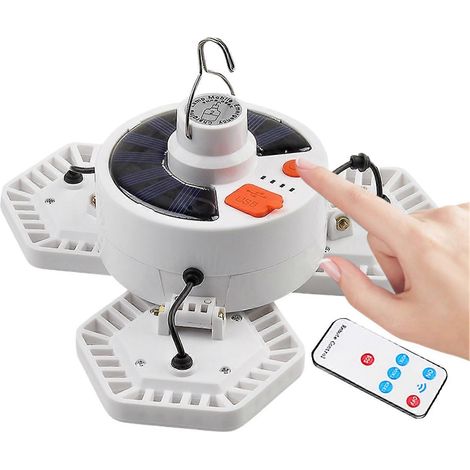 Lampe solaire rechargeable USB pour le camping en extérieur, éclairage doux et lumineux de nuit, gain de place, pliable, rechargeable par USB, avec télécommande (1/5)