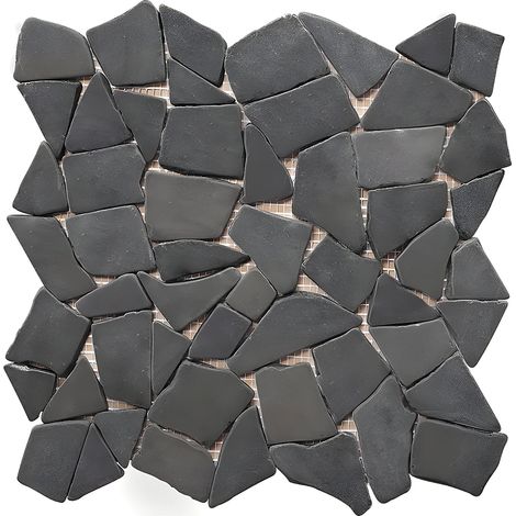 Vente-Unique – Mosaïque en marbre gris poli 30x30 cm – Lot de 11 dalles pour intérieur et extérieur – Pose collée – 1 m²