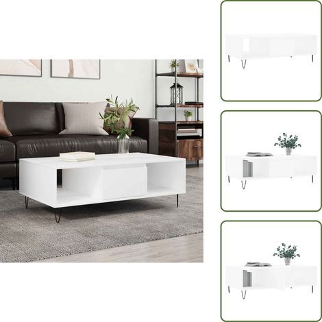 Couchtisch Weiß 104x60x35 cm Holzwerkstoff - Couchtisch - Wohnzimmerschreibtisch - Beistelltisch - Weißer Couchtisch - Holzt Tisch (1/5)