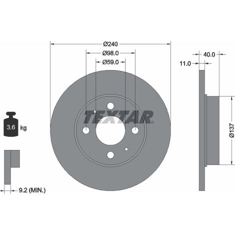 Lot de 2 Disques de frein Textar 92061103 ABARTH 0060576335 0060800345 1541802