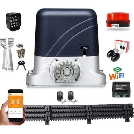 Porte coulissante à glissière Automatique à Glissement Automatique for 2600 Livres de Portes de Porte de 1300 kg avec Porte-Nylon de 4m Nylon Déplacer la Porte WiFi Contrôle en Option(Kit 9) (1/5)