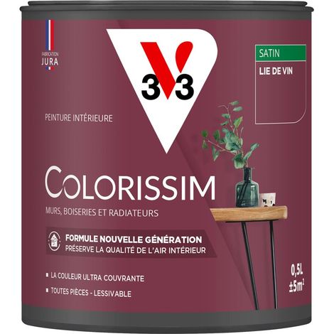 Peinture murale intérieure Colorissim® V33 Lie de vin Satin 0,5L