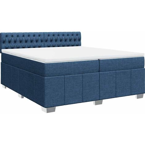 Maison Exclusive - Cama box spring con colchón tela azul 200x200 (1/5)