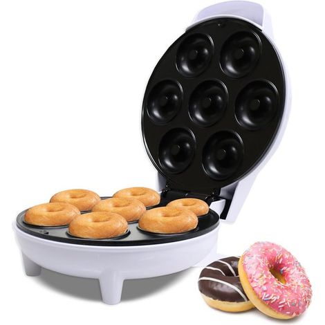 Mini Donut Maker, für Feste, Kinder, Frühstück, Snacks, Desserts etc., antihaftbeschichtet, backt bis zu 7 Donuts gleichzeitig, weiß (1/5)