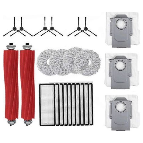Accessoires compatibles avec les aspirateurs robots Roborock Qrevo Plus / Qrevo S / Qrevo MaxV : lingettes de nettoyage, filtre HEPA et ensemble de brosses latérales principales