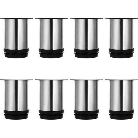 de meubles, pieds de cuisine réglables Ø 50 mm/hauteur 80 mm rond métal acier inoxydable pieds de canapé pieds de t (1/5)