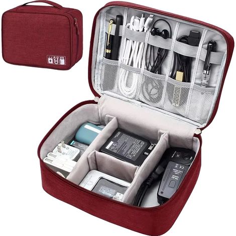 Bolsa para guardar cables, material ecológico, diseño compacto, color rojo, 1 capa. (1/2)
