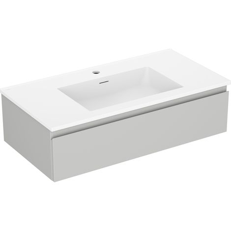 Mexen Orio Badezimmerschrank 90 cm mit Waschbecken Otis, 1 Schublade, grau matt/weiß matt - 91A10-09023-1-BF62-W18M01 (1/5)