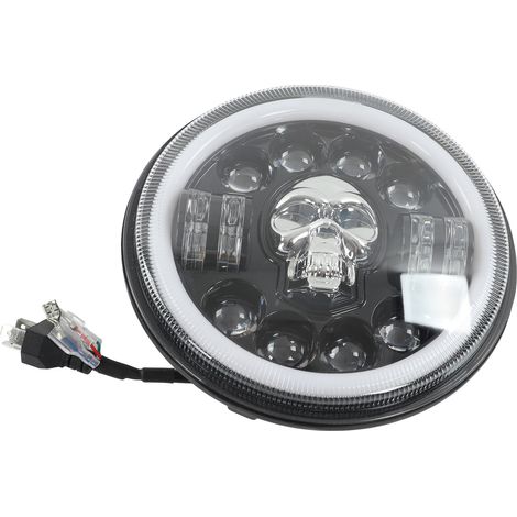 1-Zoll-LED-Motorradscheinwerfer mit Engelsaugen und Totenkopf-Design, weißes Licht, wasserdicht, universell passend