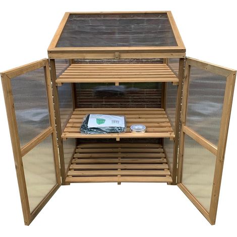 Wooden Framed Polycarbonate Growhouse with Waterproof Cover and 25m Repair Tape (1/5)